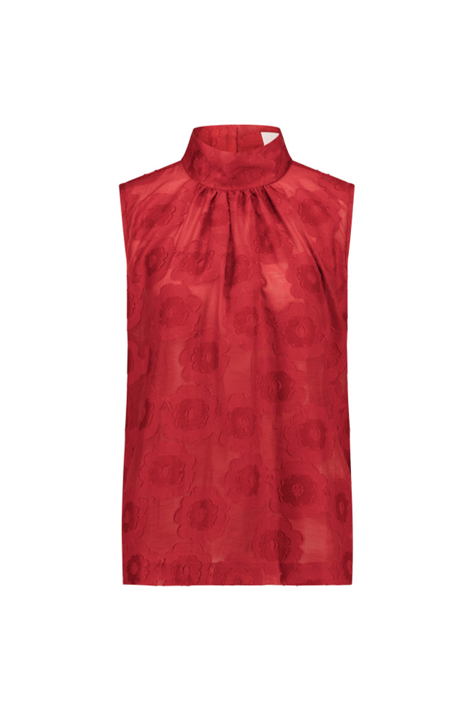 Anic flower jacquard top Rood Anic flower jacquard top Rood