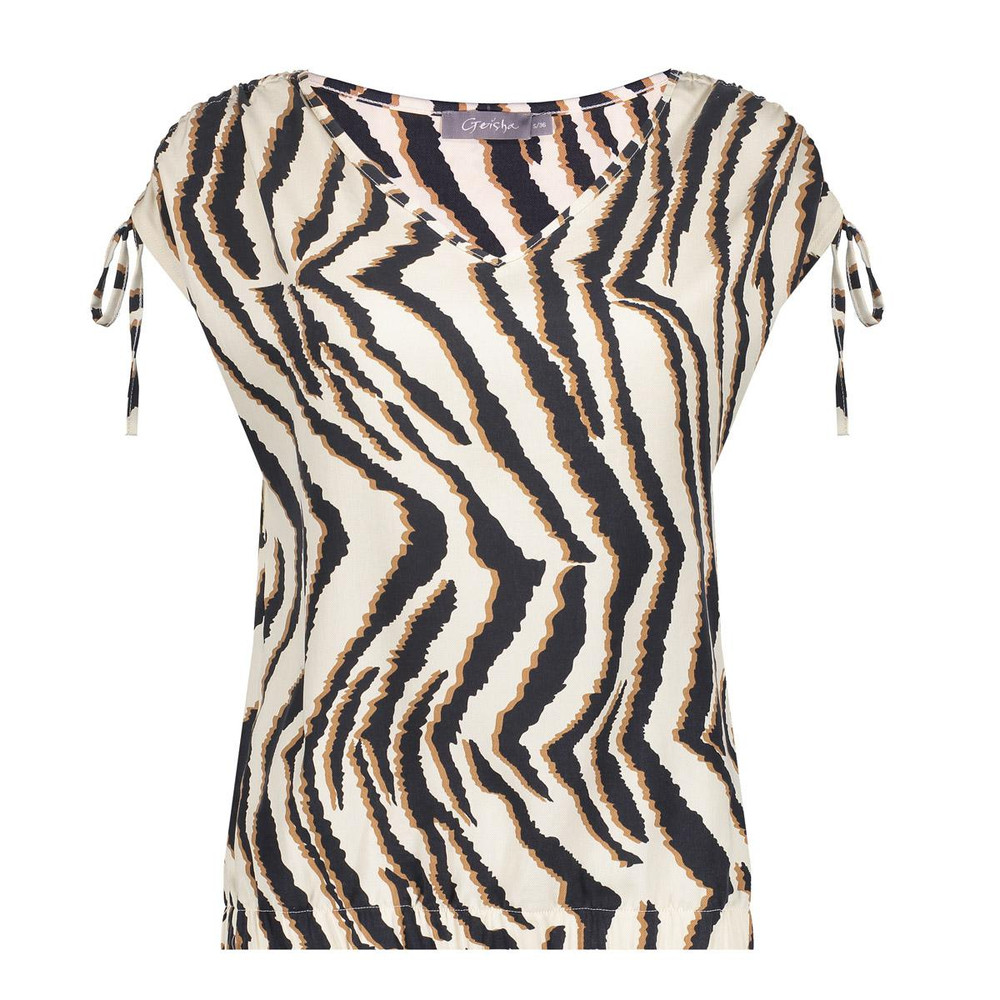 V-Hals Zebra top Zand V-Hals Zebra top Zand
