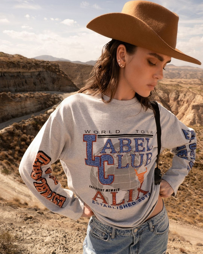 ladies knitted fancy print longsleeve t-shirt Grijs ladies knitted fancy print longsleeve t-shirt Grijs