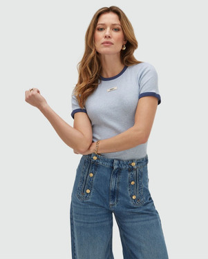 CODY slim fit T-shirt with logo Blauw