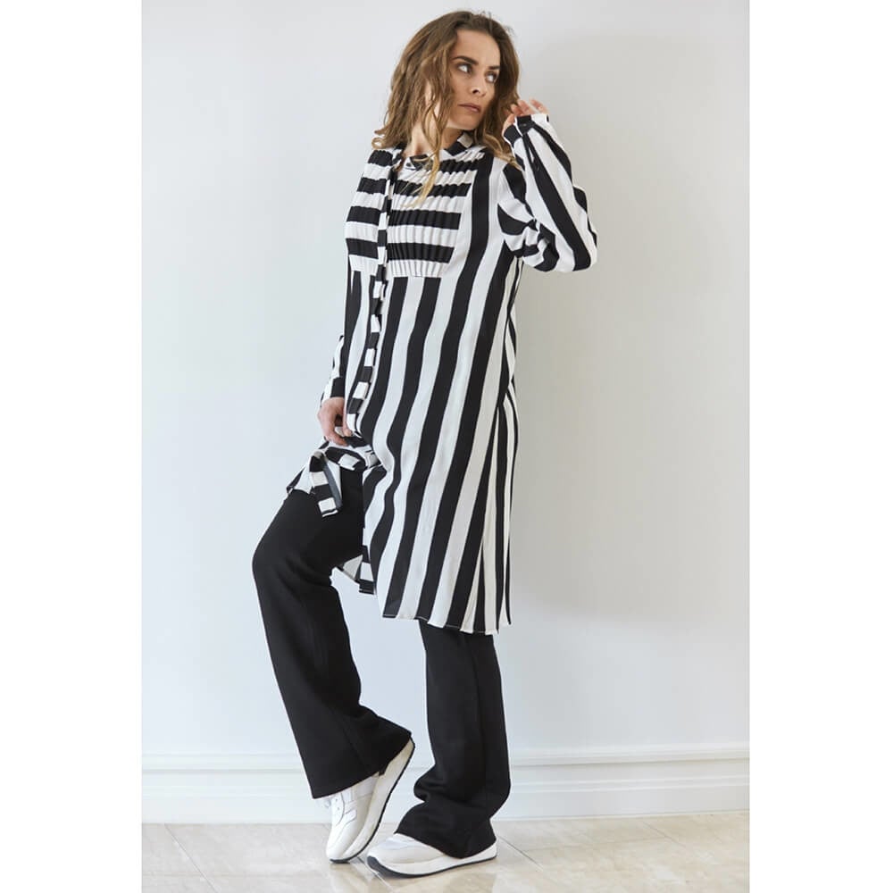 Stripe Pleat Dress Blauw KL Stripe Pleat Dress Blauw KL