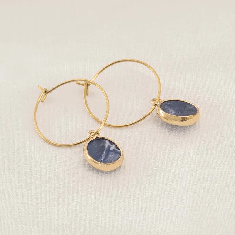 Oorbel Met Glassteen Blauw KL Oorbel Met Glassteen Blauw KL