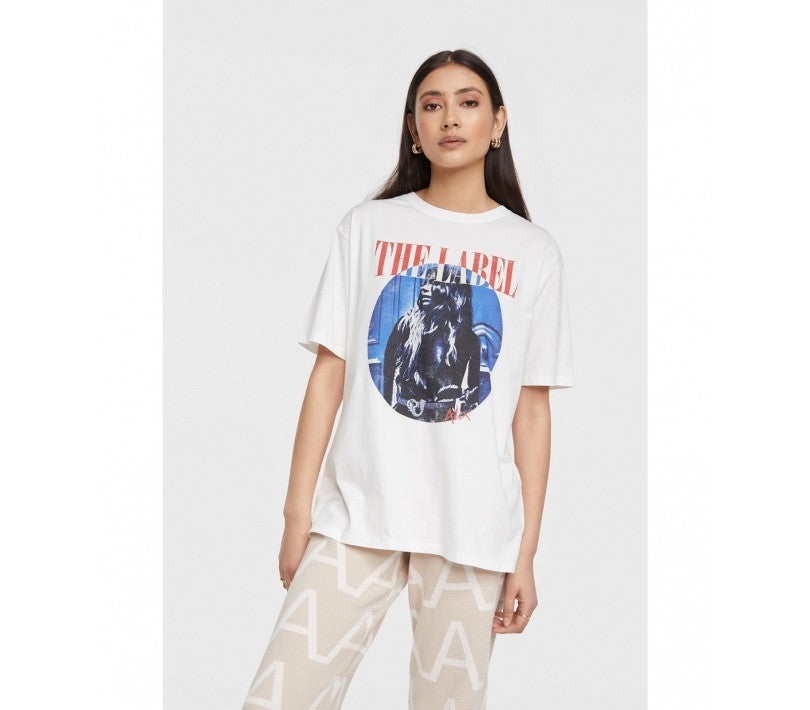 Ladies Knitted Photoprint T-Shirt Wit KL Ladies Knitted Photoprint T-Shirt Wit KL