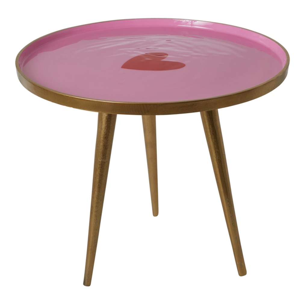 Round Metal Side Table With Heart SRNI Round Metal Side Table With Heart SRNI