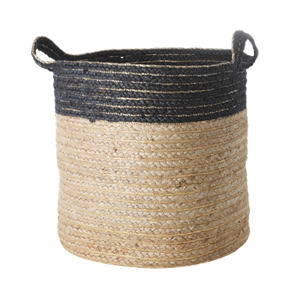 Large Round Jute Storage Basket Blue Medium Blauw KL Large Round Jute Storage Basket Blue Medium Blauw KL