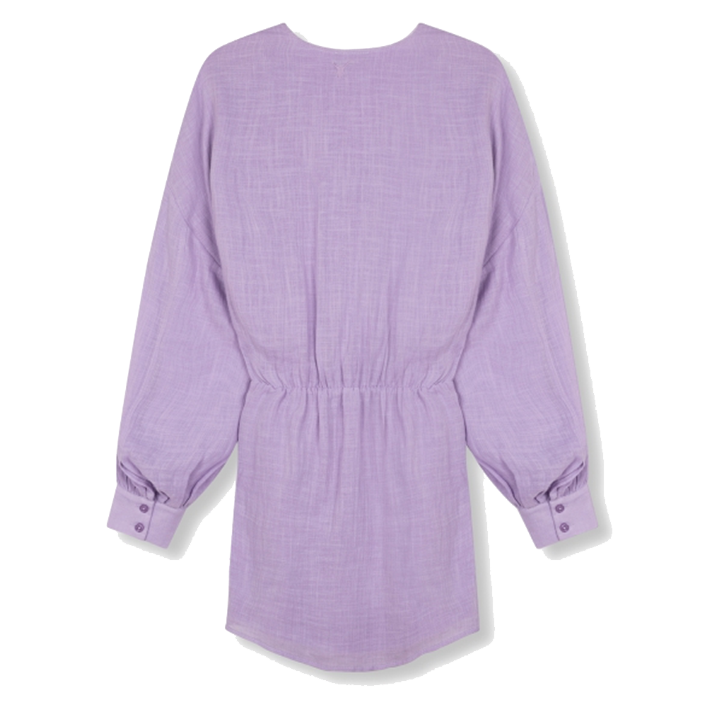 Ladies Woven Linen Look Wrap Dress Paars KL Ladies Woven Linen Look Wrap Dress Paars KL