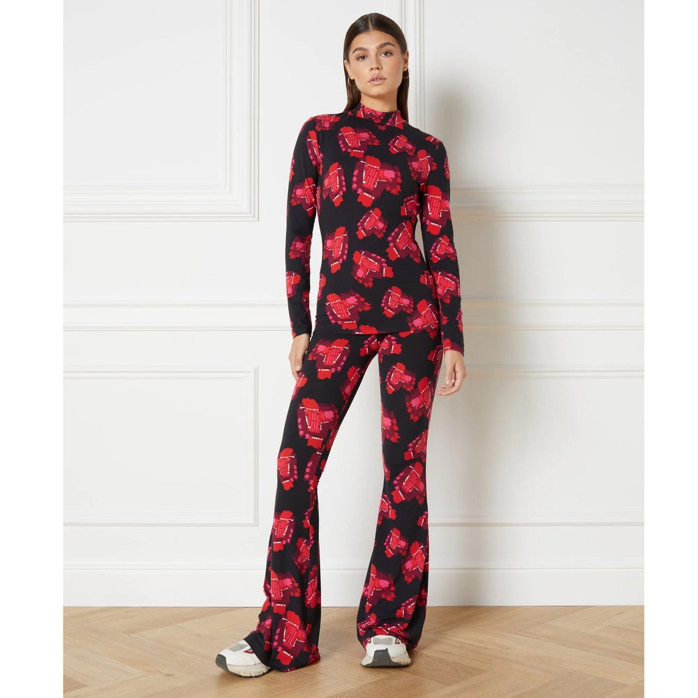 Ladies Knitted Flare Pants ABBA Rood KL Ladies Knitted Flare Pants ABBA Rood KL