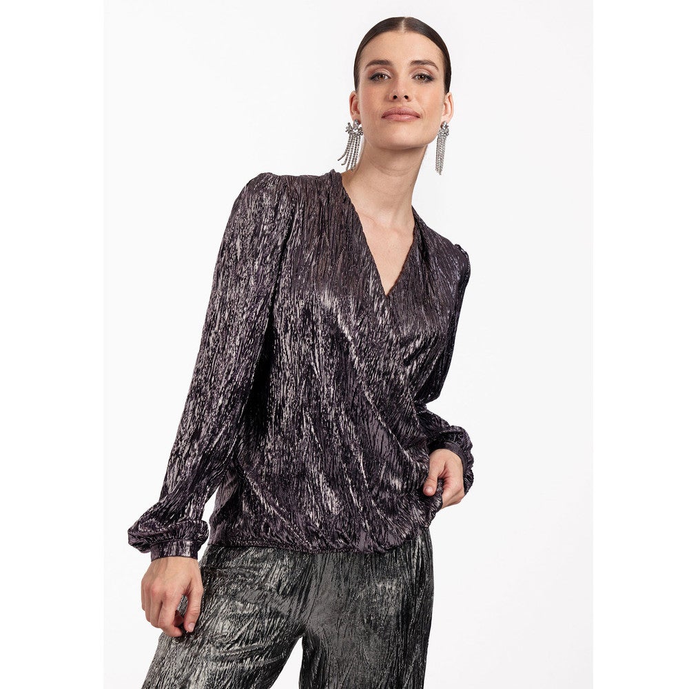 Joan Shiny Plisse Top Paars KL Joan Shiny Plisse Top Paars KL