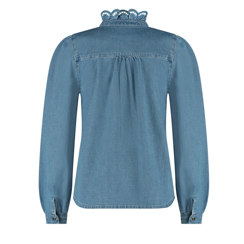 Lia Jeans Broderie Blouse Blauw KL Lia Jeans Broderie Blouse Blauw KL