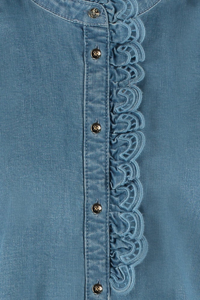 Lia Jeans Broderie Blouse Blauw KL Lia Jeans Broderie Blouse Blauw KL