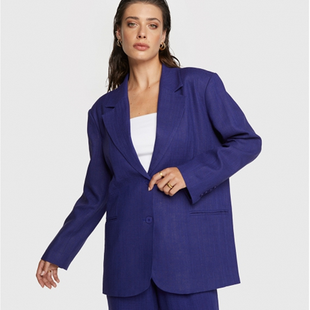 Ladies Woven Boucle Oversized Blazer Zwart KL Ladies Woven Boucle Oversized Blazer Zwart KL