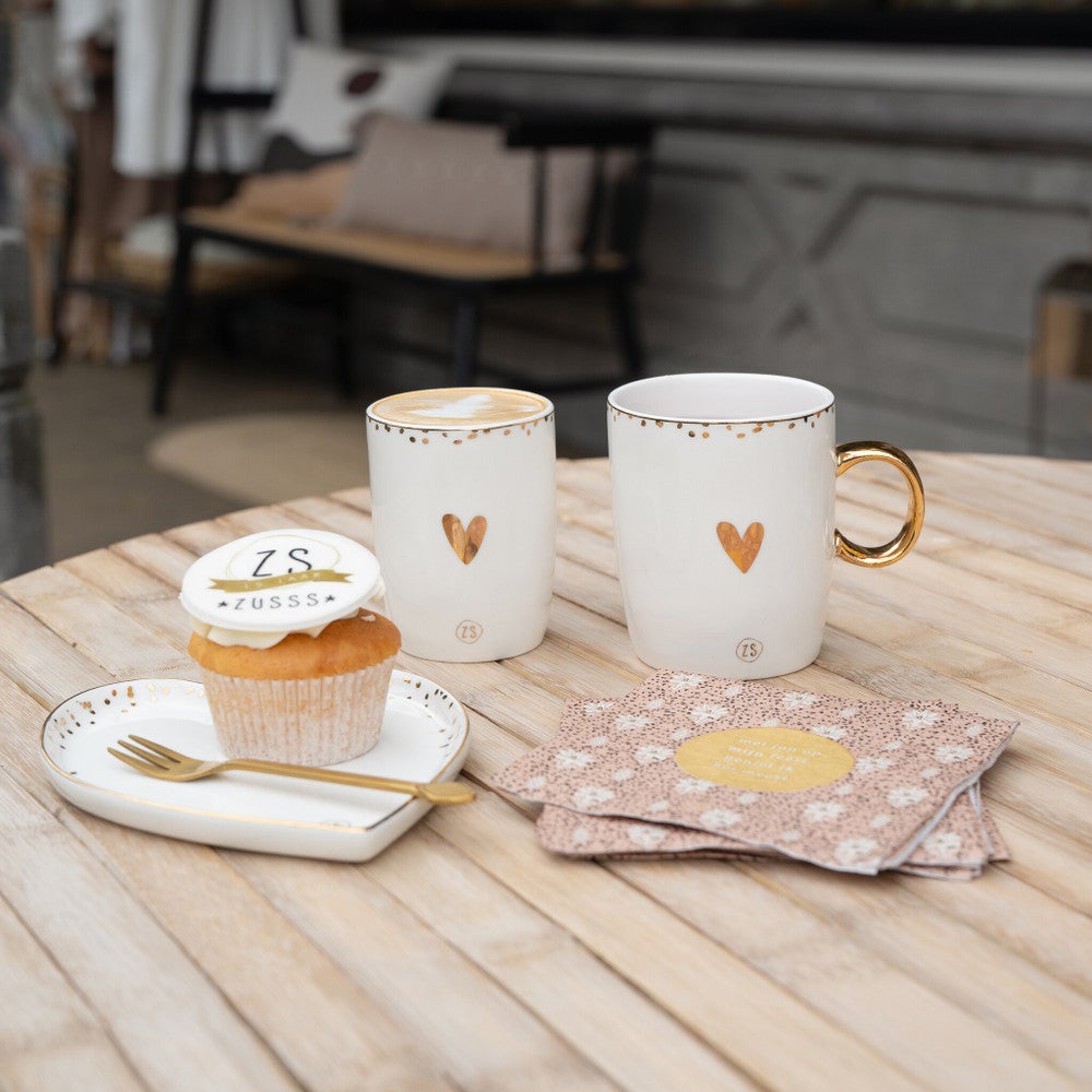 Limited Koffiemok Goud Hartje En Confetti Wit Limited Koffiemok Goud Hartje En Confetti Wit