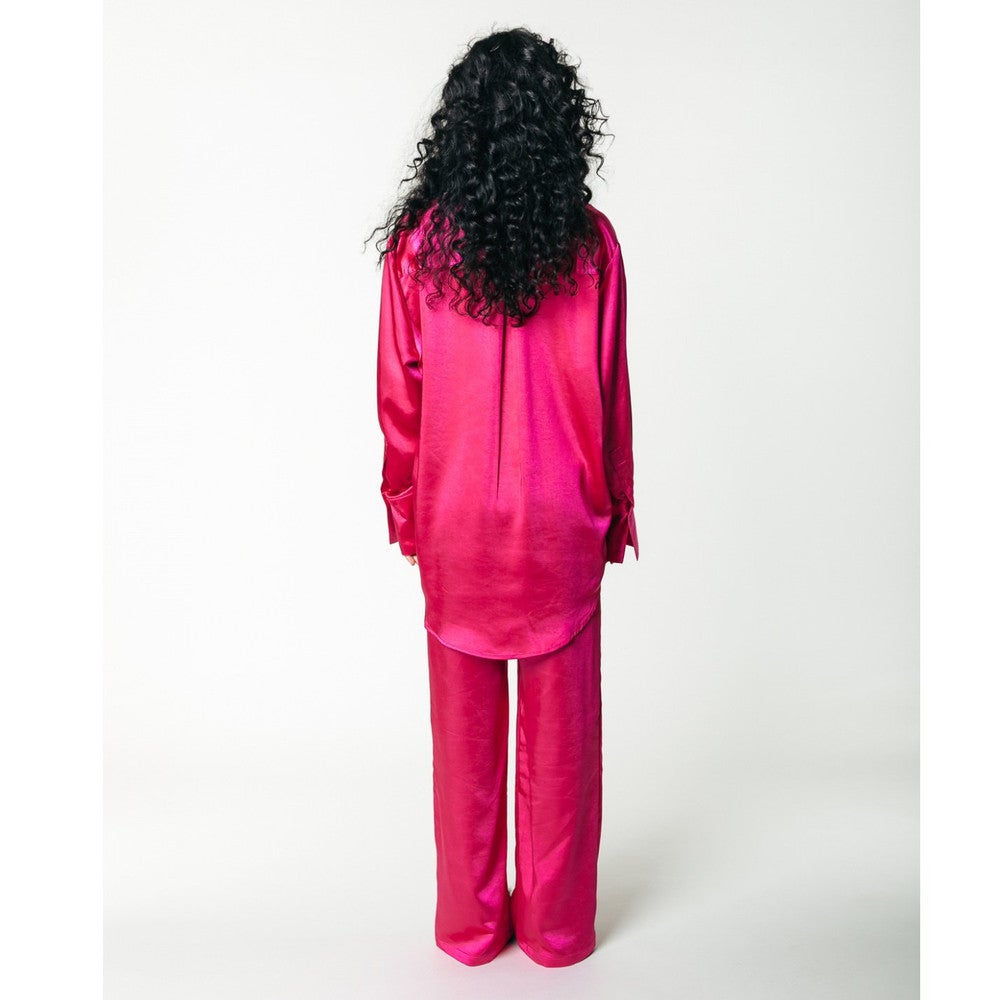 Jiby Satin Straight Pants Roze KL Jiby Satin Straight Pants Roze KL