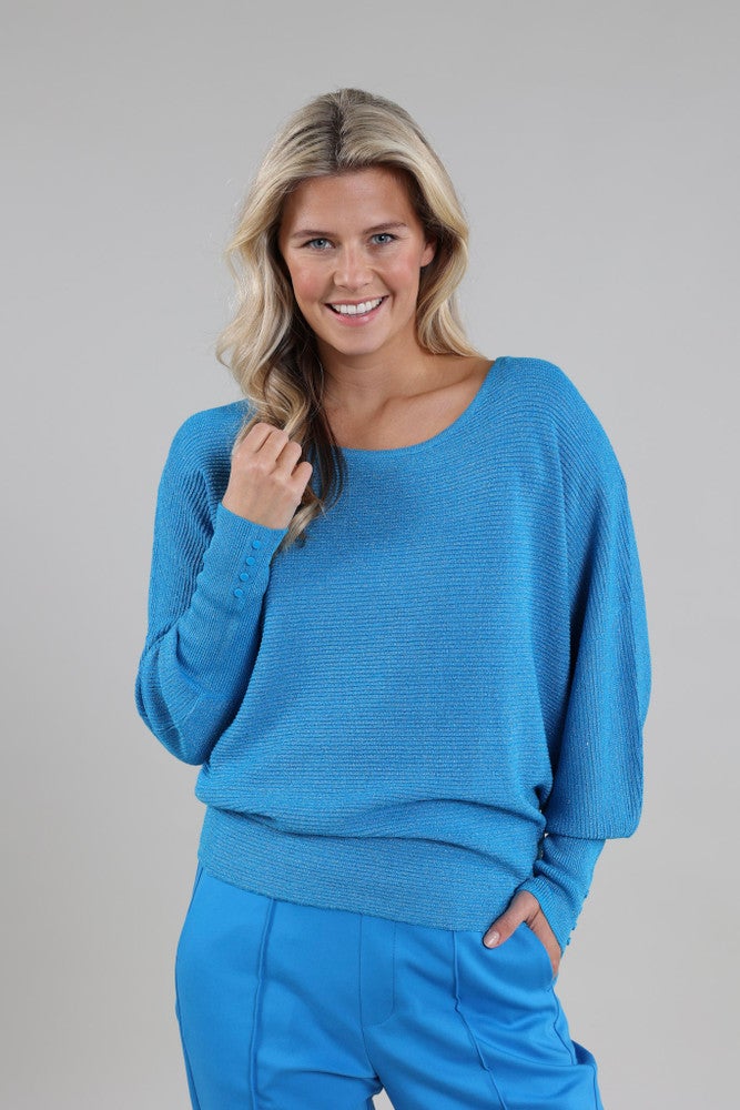 Batwing Pullover Lurex Blauw KL Batwing Pullover Lurex Blauw KL