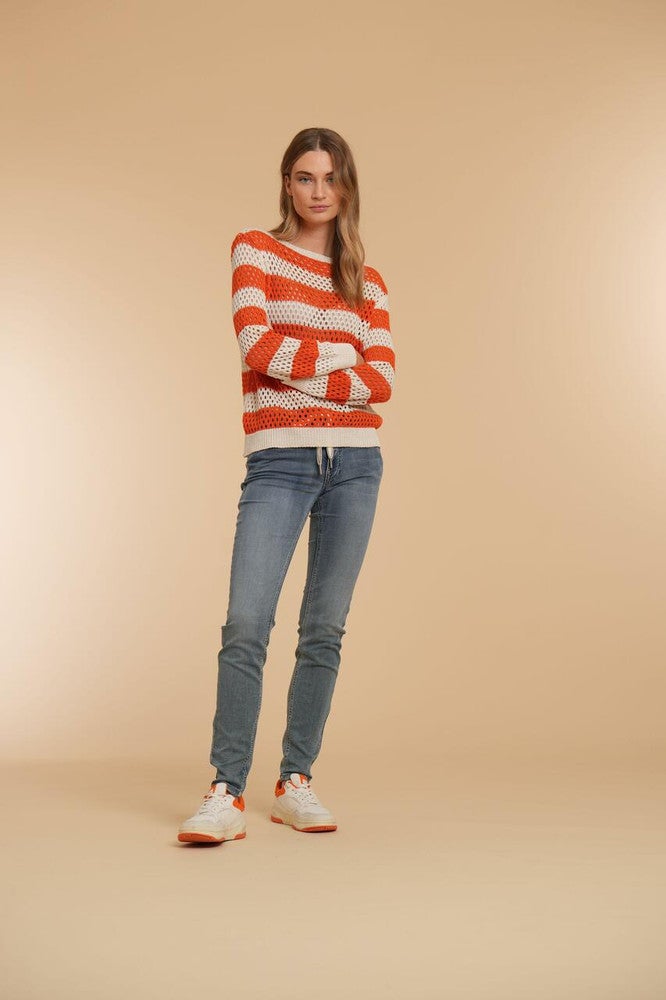 Pullover crochet striped Wit Pullover crochet striped Wit