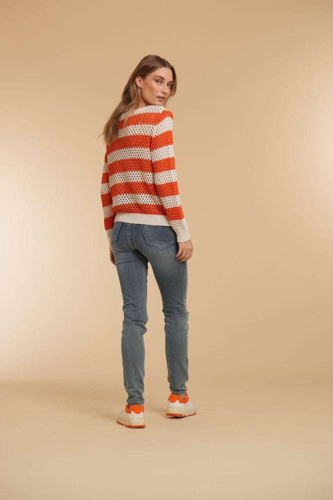 Pullover crochet striped Wit Pullover crochet striped Wit