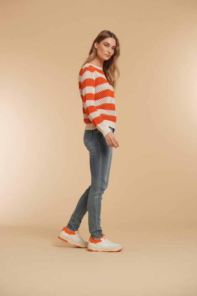 Pullover crochet striped Wit Pullover crochet striped Wit