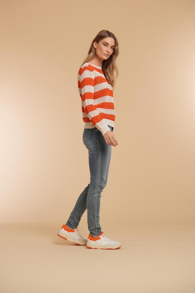 Pullover crochet striped Wit Pullover crochet striped Wit