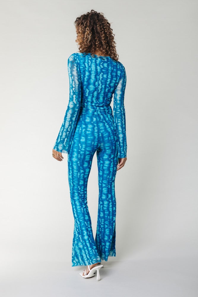 Tie Dye Mesh Extra Flare Pants Blauw KL Tie Dye Mesh Extra Flare Pants Blauw KL