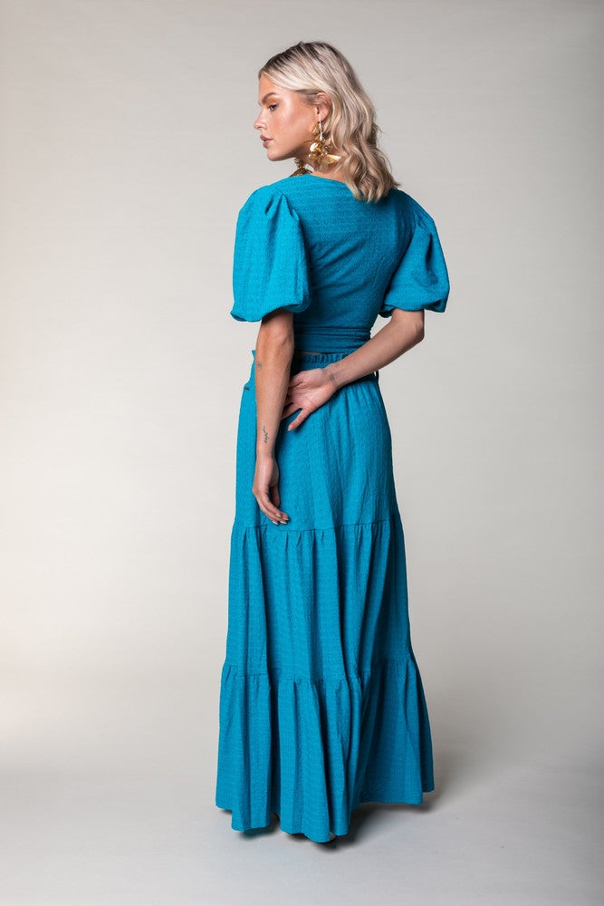 Dewi Knitted Structure Smock Maxi Skirt Licht Blauw KL Dewi Knitted Structure Smock Maxi Skirt Licht Blauw KL