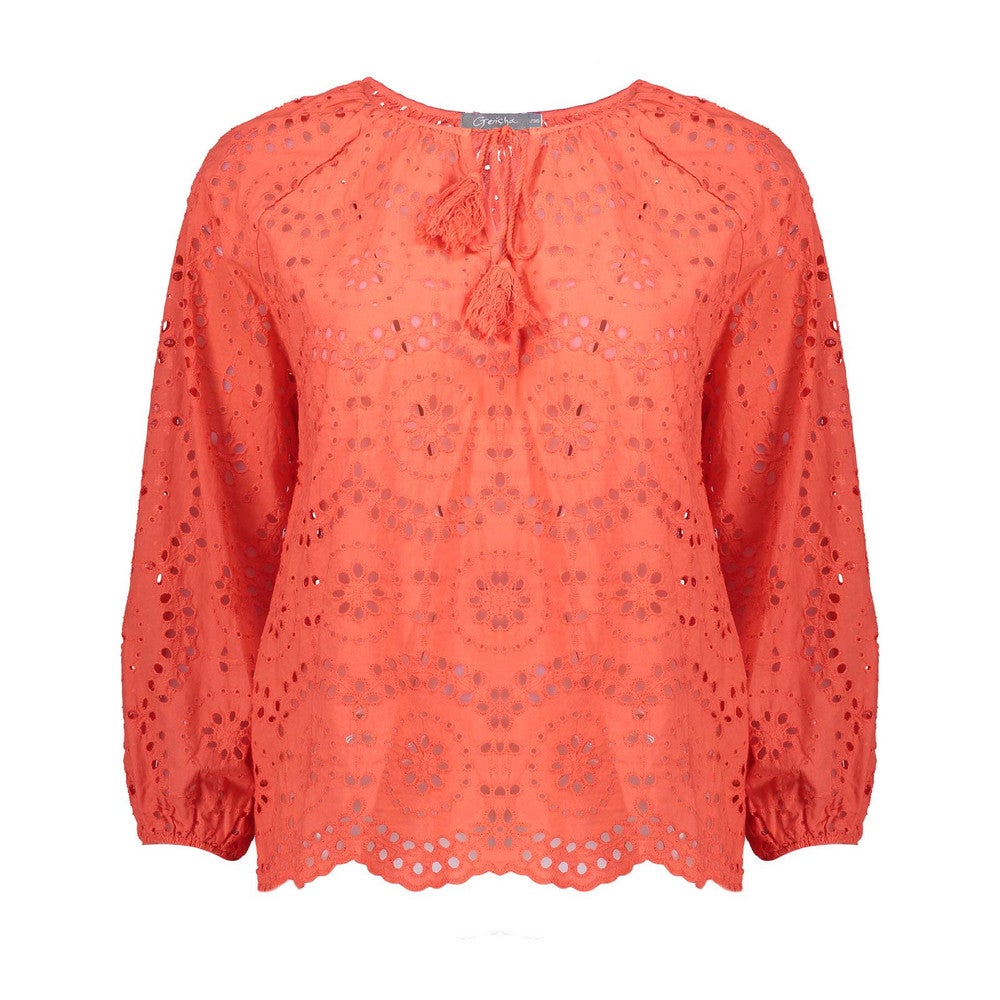 Top l/s, crochet + tassles Oranje KL Top l/s, crochet + tassles Oranje KL