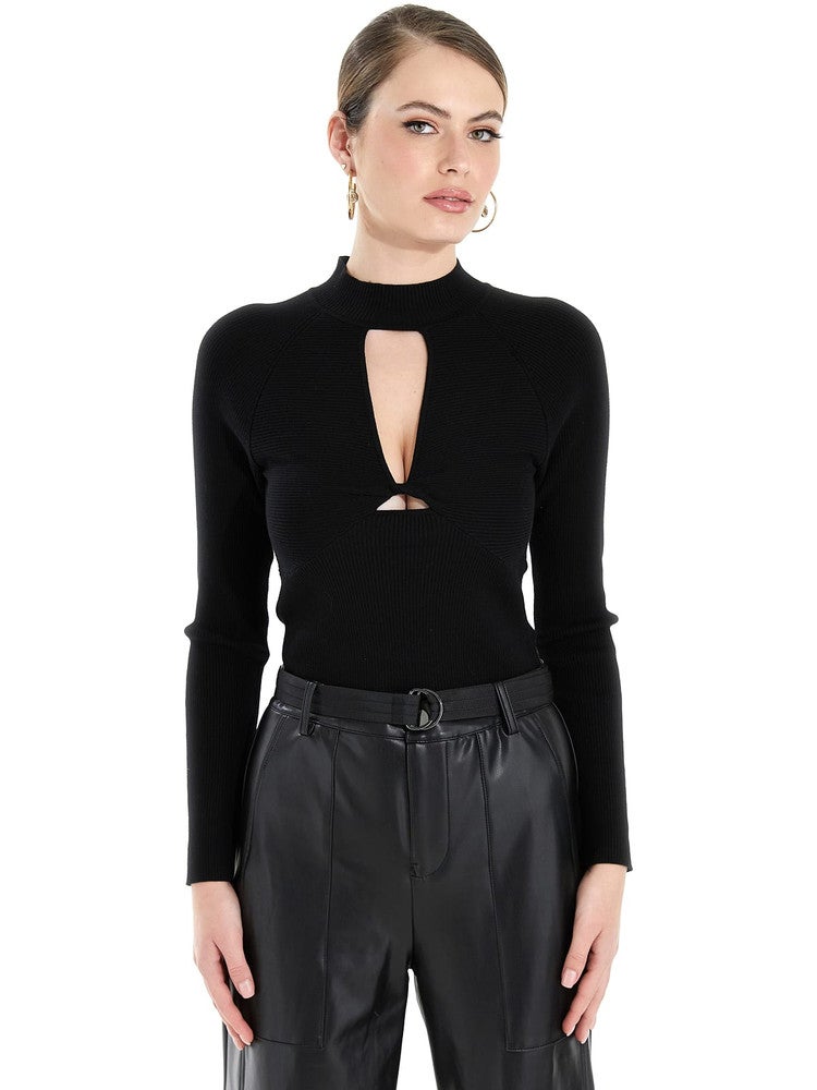GUESS Twisted Cut Out Rubie Sweater Jet Black Zwart KL GUESS Twisted Cut Out Rubie Sweater Jet Black Zwart KL