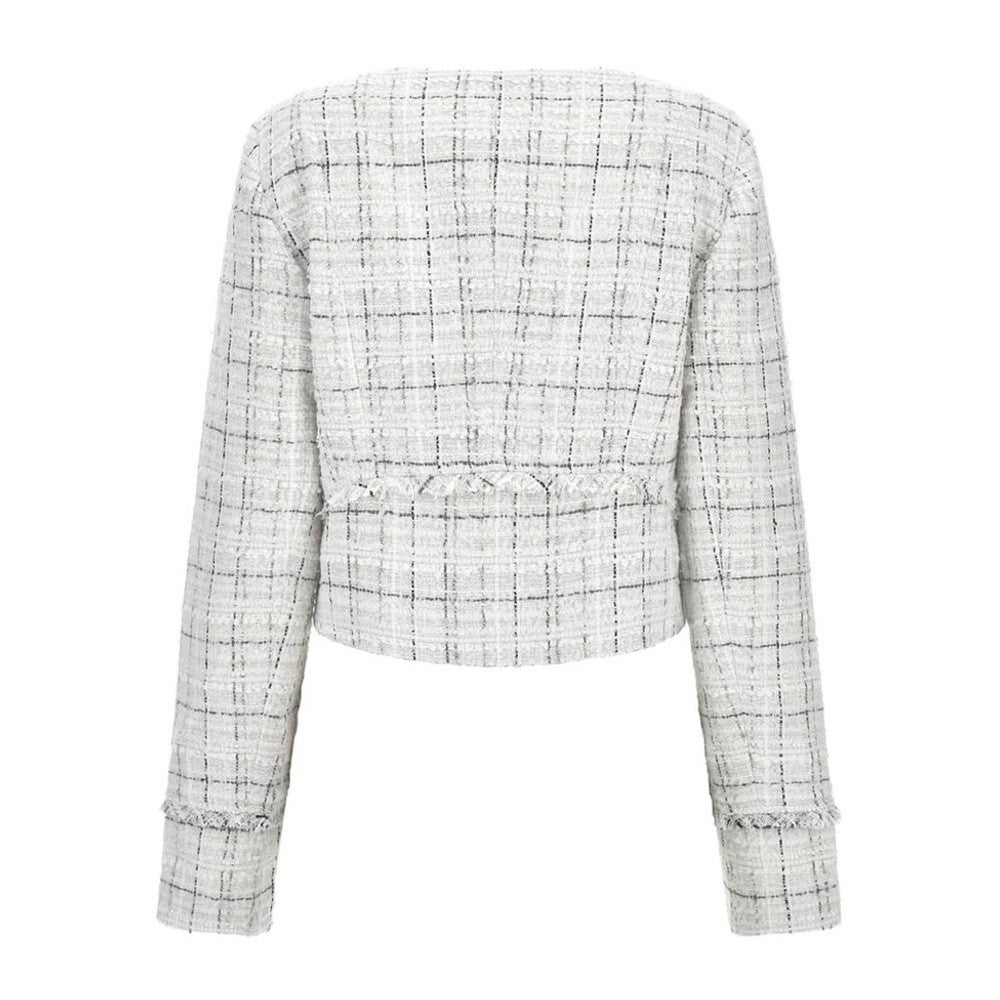 GUESS Sofia Tweed Jacket Check Tweed White Wit KL GUESS Sofia Tweed Jacket Check Tweed White Wit KL