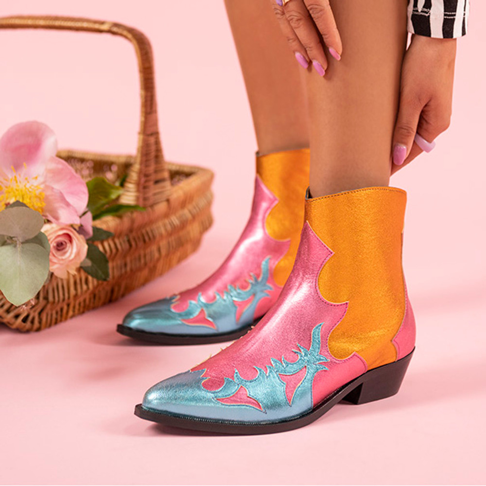 Monkey cowboy boot metallic Oranje KL Monkey cowboy boot metallic Oranje KL