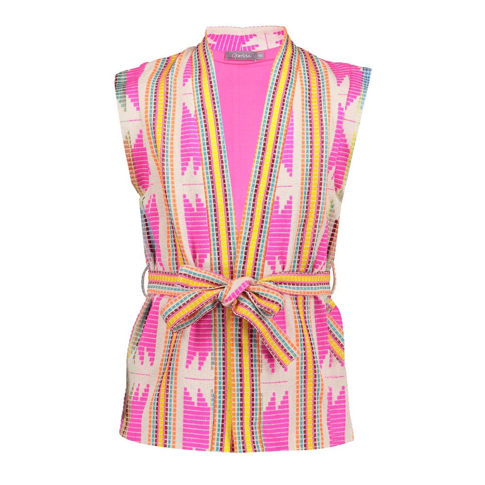 Sleeveless vest fancy woven Roze KL Sleeveless vest fancy woven Roze KL