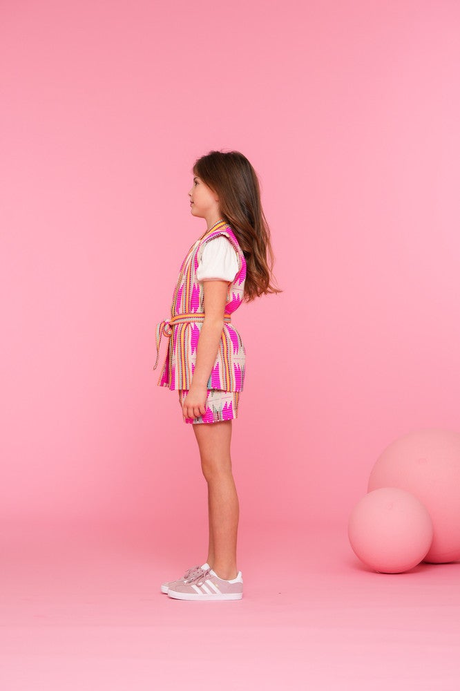 Sleeveless vest fancy woven Roze KL Sleeveless vest fancy woven Roze KL