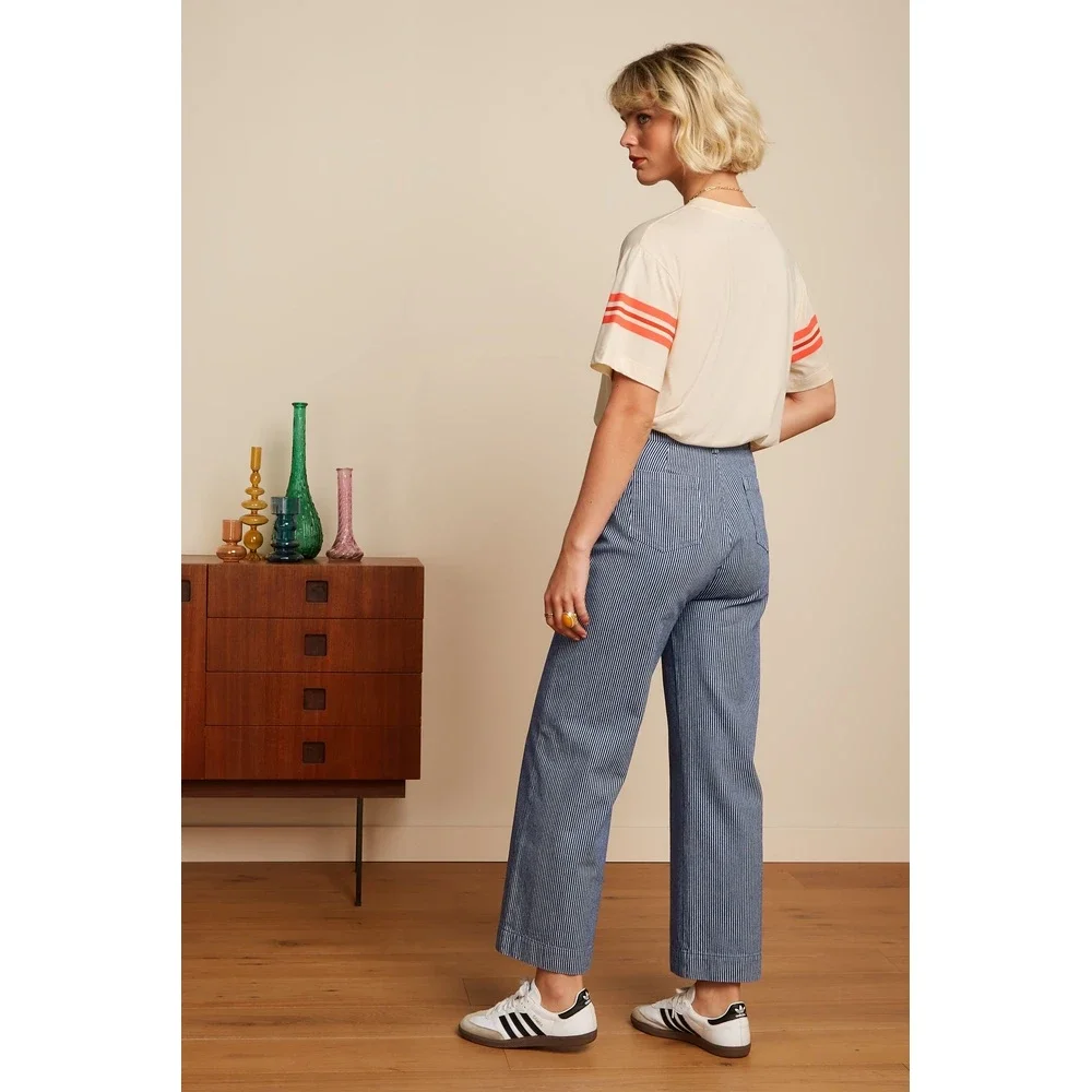 High Waist Pocket Pants Osei Stripe Blauw KL High Waist Pocket Pants Osei Stripe Blauw KL