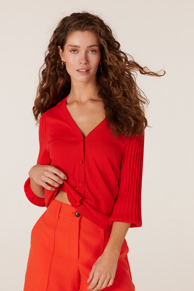 k239 cardigan 3/4 sleeve Oranje KL k239 cardigan 3/4 sleeve Oranje KL
