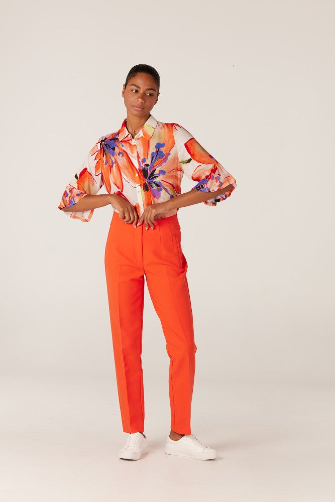 wbf773 woven print blouse 3/4 sleeve Oranje KL wbf773 woven print blouse 3/4 sleeve Oranje KL