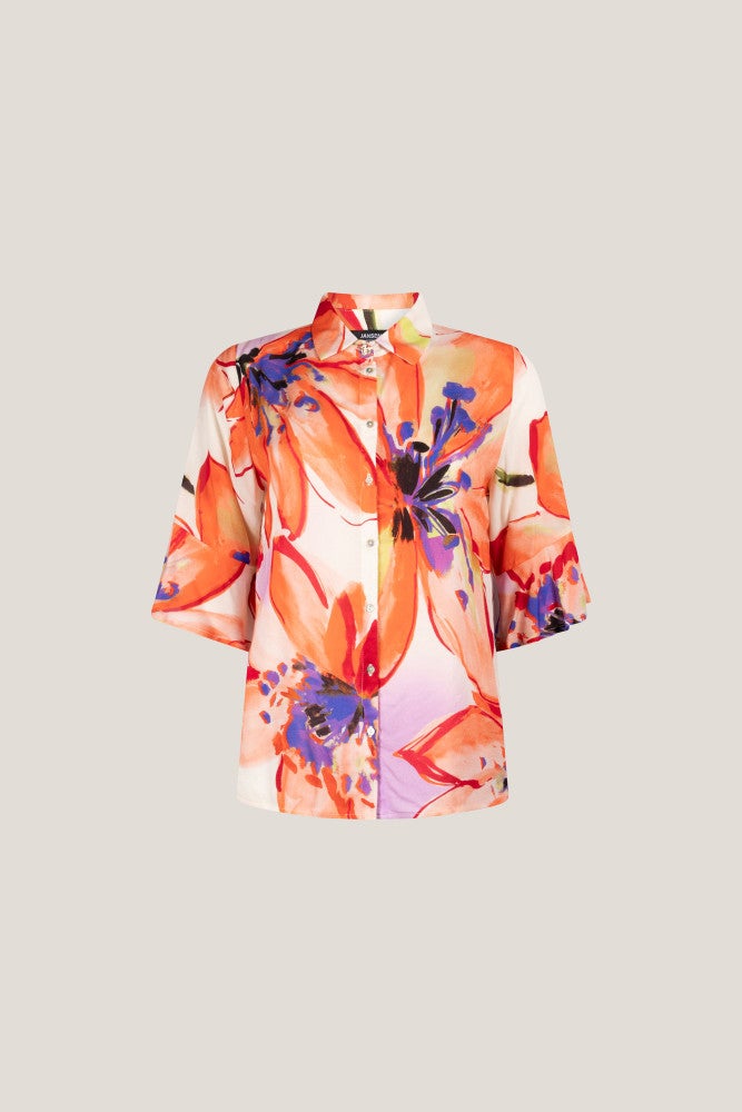 wbf773 woven print blouse 3/4 sleeve Oranje KL wbf773 woven print blouse 3/4 sleeve Oranje KL