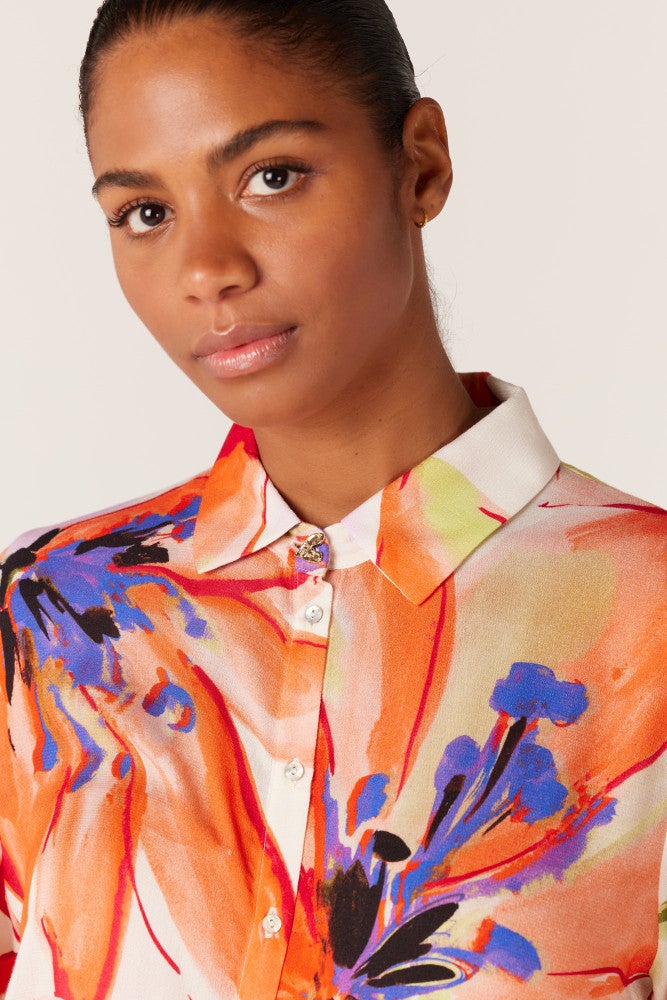 wbf773 woven print blouse 3/4 sleeve Oranje KL wbf773 woven print blouse 3/4 sleeve Oranje KL