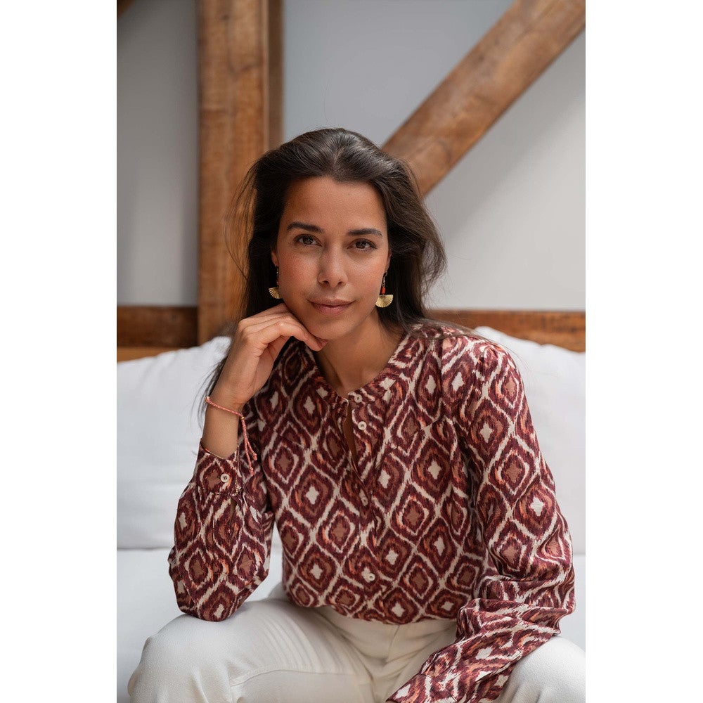 blouse met ikat print Multi KL blouse met ikat print Multi KL