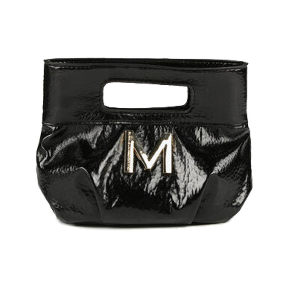 Handtas met tranjes en glanzende details Zwart KL Handtas met tranjes en glanzende details Zwart KL