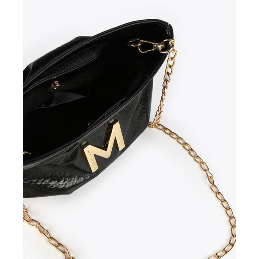 Handtas met tranjes en glanzende details Zwart KL Handtas met tranjes en glanzende details Zwart KL