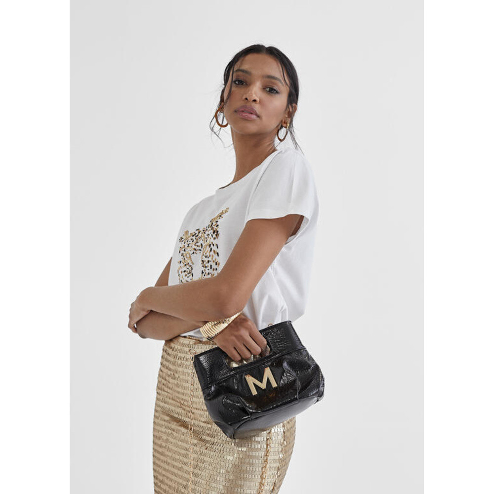 Handtas met tranjes en glanzende details Zwart KL Handtas met tranjes en glanzende details Zwart KL