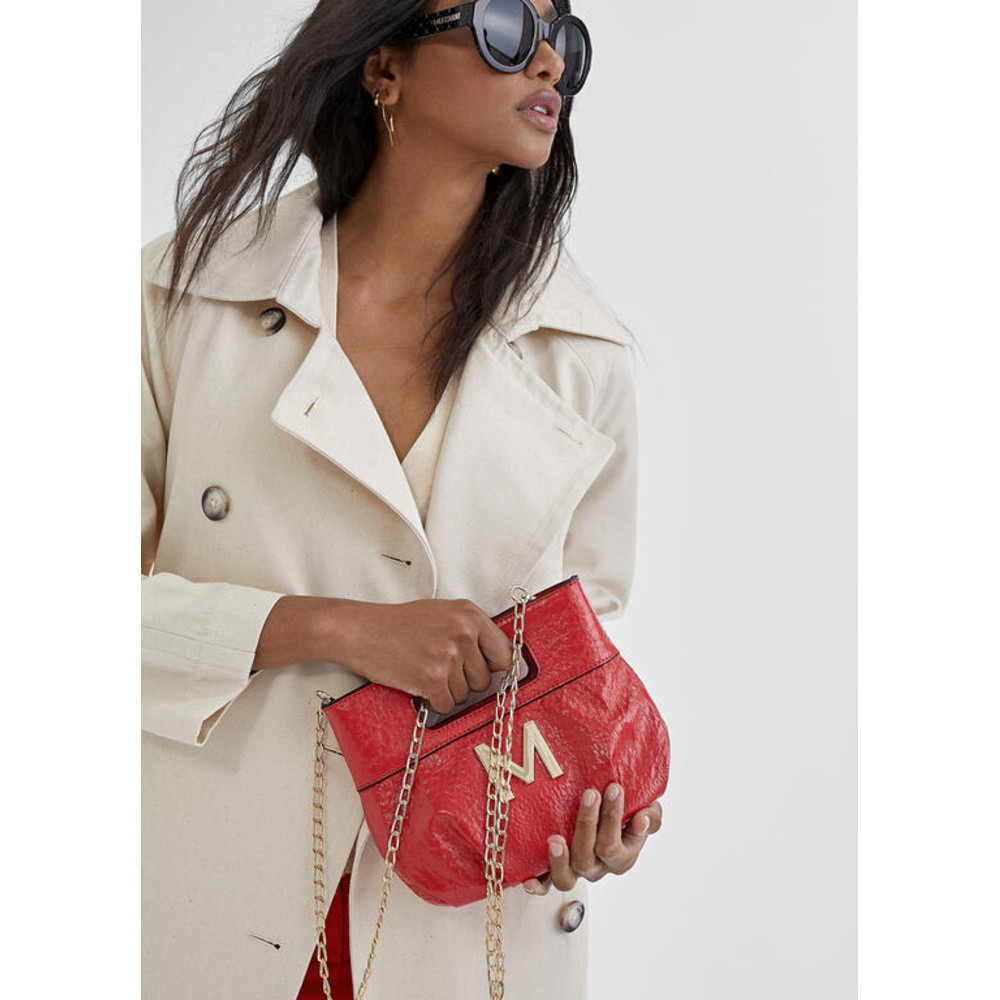 Handtas met tranjes en glanzende details Rood KL Handtas met tranjes en glanzende details Rood KL