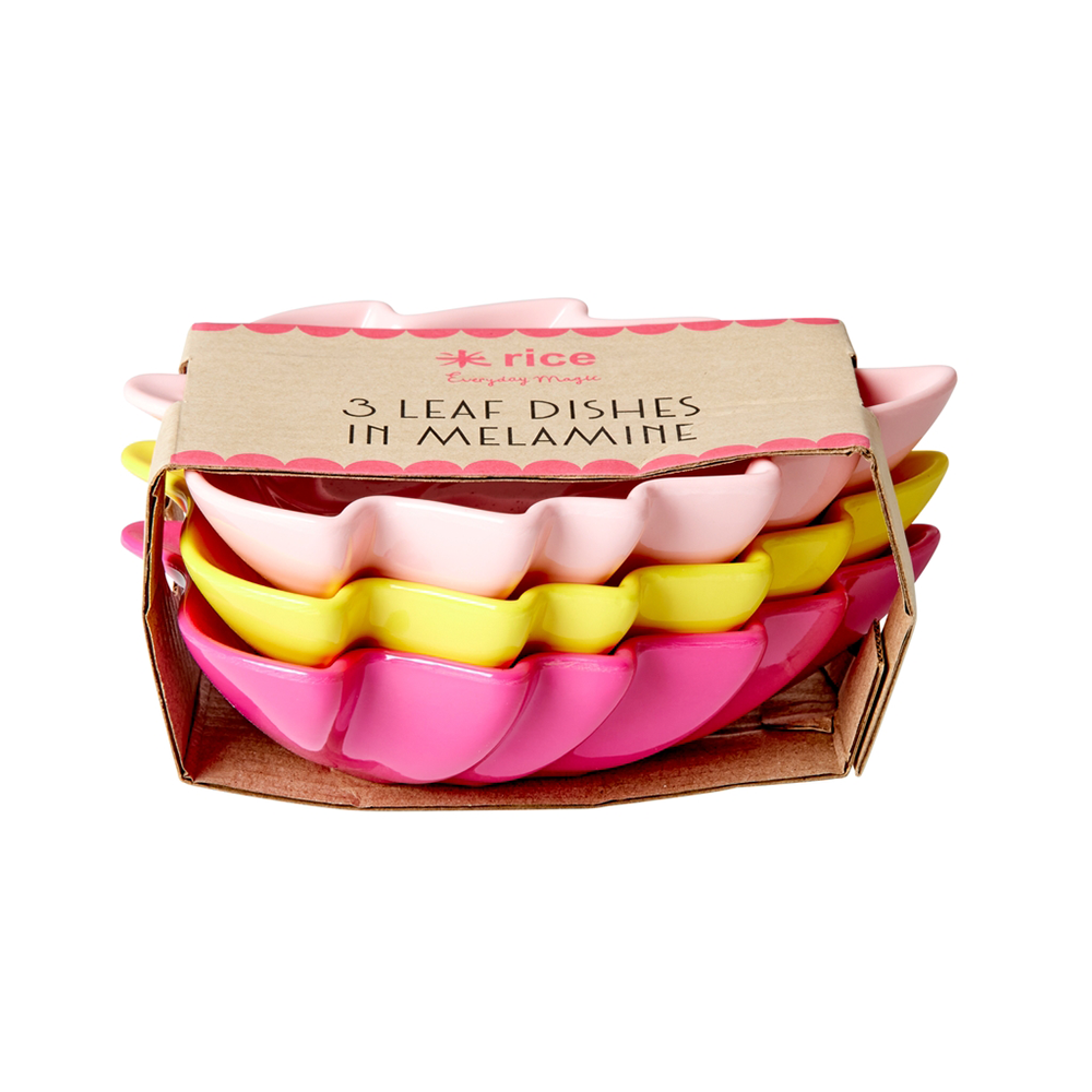 Leaf Condiment Dish - set of 3 Pink Yellow Fuchsia Roze KL Leaf Condiment Dish - set of 3 Pink Yellow Fuchsia Roze KL