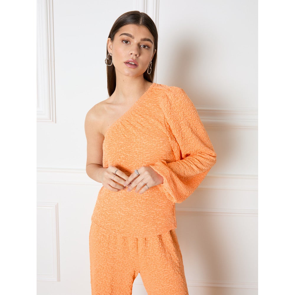 Ladies knitted one shoulder top Cleo Oranje KL Ladies knitted one shoulder top Cleo Oranje KL