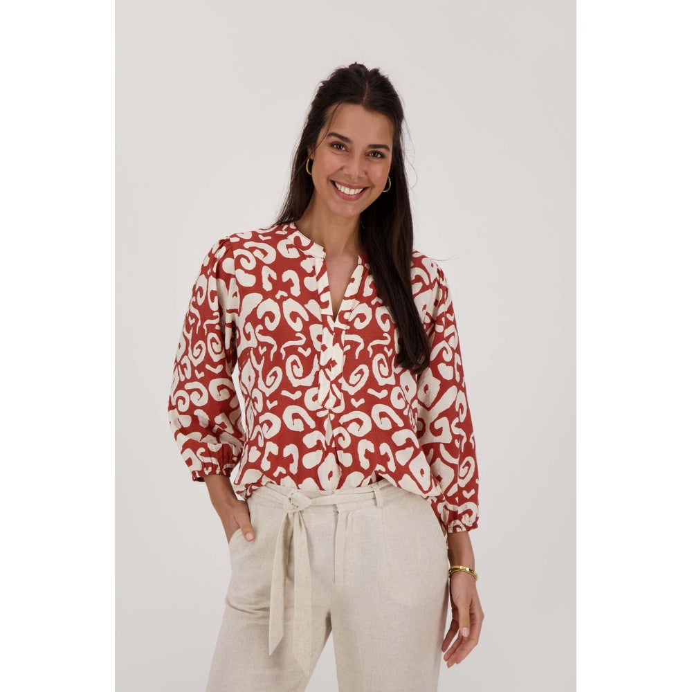 blouse ornament print cacaobruin/zand Beige KL blouse ornament print cacaobruin/zand Beige KL