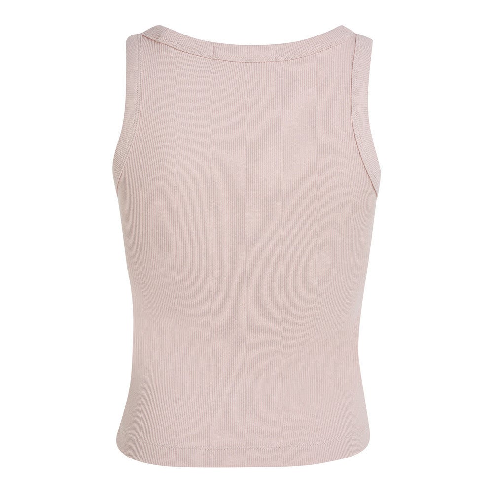 Woven label rib tank top Roze KL Woven label rib tank top Roze KL