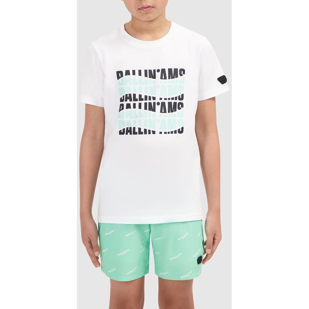 T-shirt with frontprint waves Wit KL T-shirt with frontprint waves Wit KL