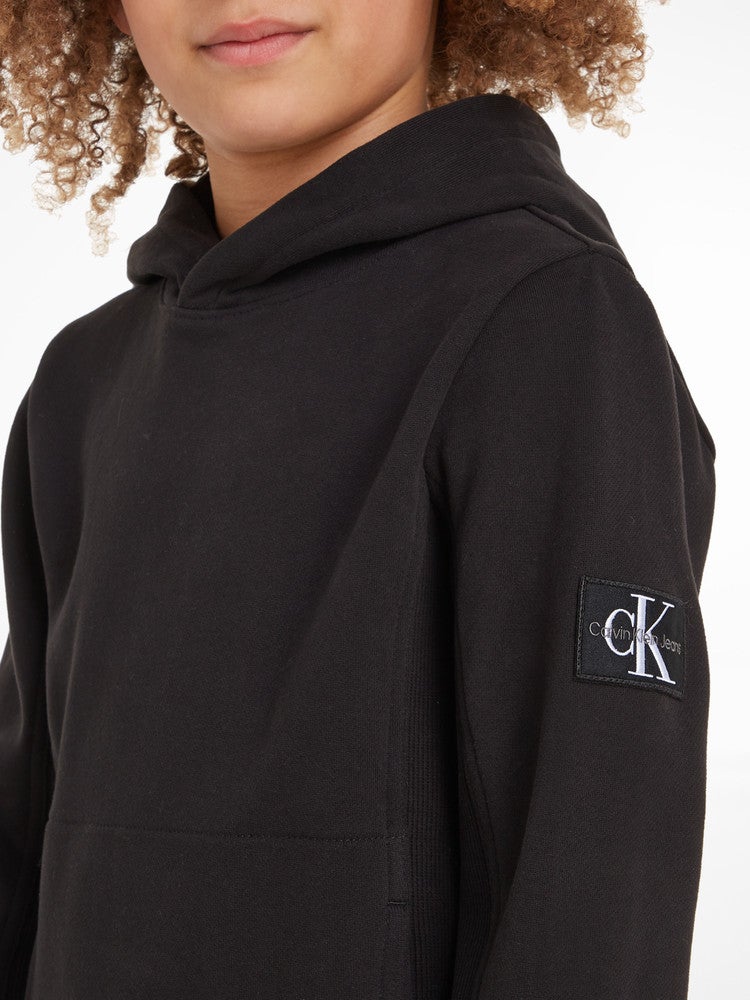 Badge Rib Hoodie Zwart 1 Badge Rib Hoodie Zwart 1