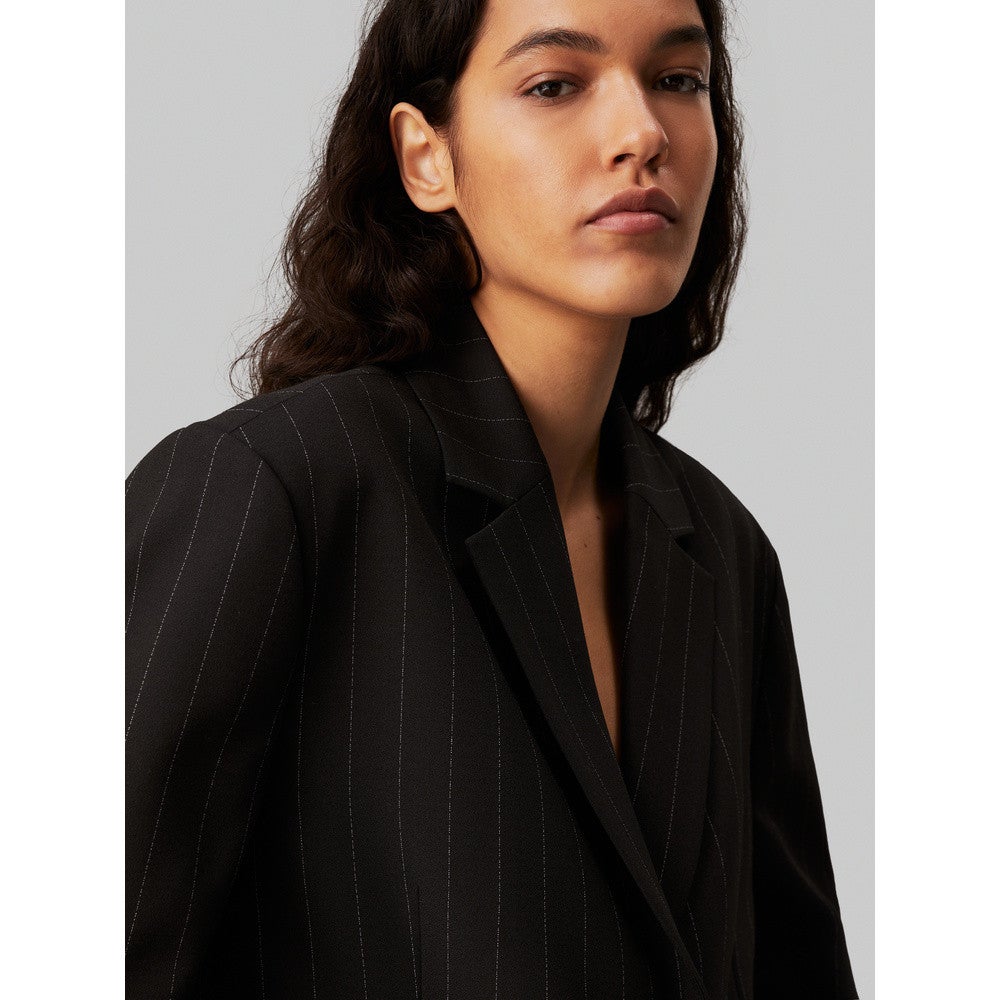 Soft Crepe Pinstripe Blazer Zwart KL Soft Crepe Pinstripe Blazer Zwart KL
