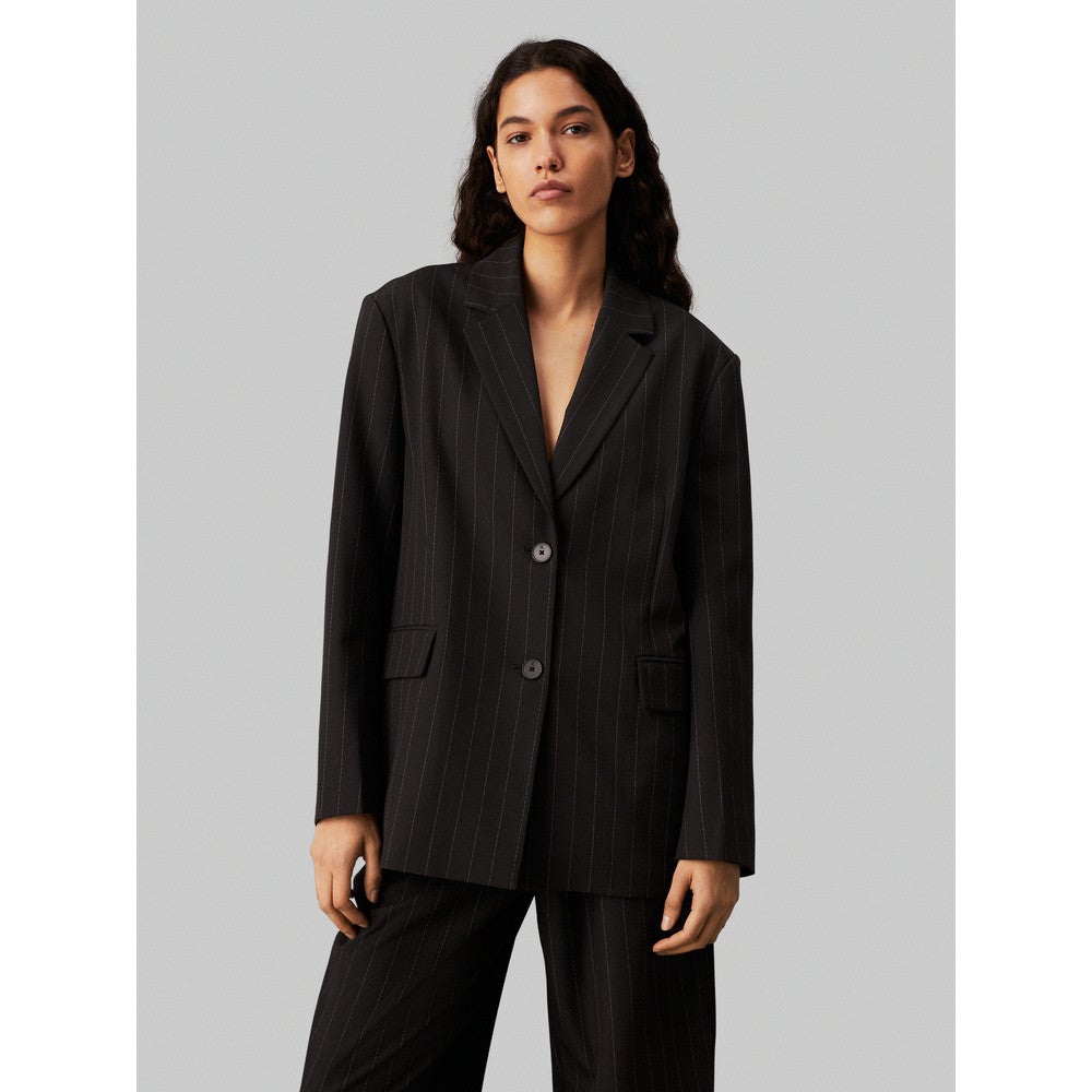 Soft Crepe Pinstripe Blazer Zwart KL Soft Crepe Pinstripe Blazer Zwart KL