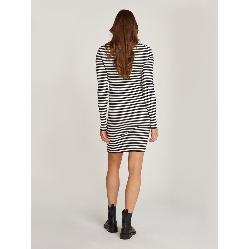 Tight Sweater Dress Zwart Wit KL Tight Sweater Dress Zwart Wit KL