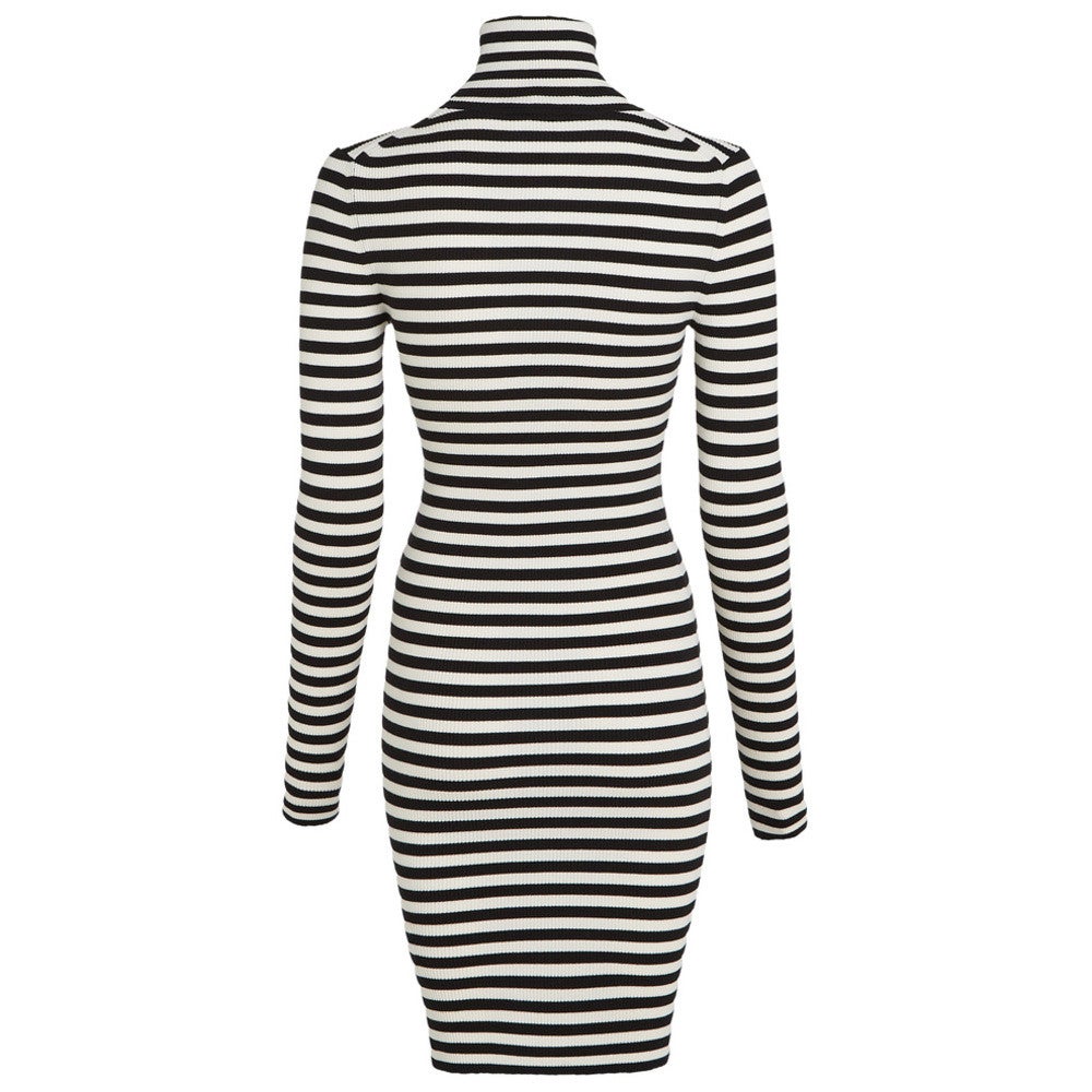 Tight Sweater Dress Zwart Wit KL Tight Sweater Dress Zwart Wit KL